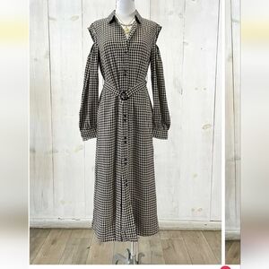 Elegant Black and White Houndstooth Dress